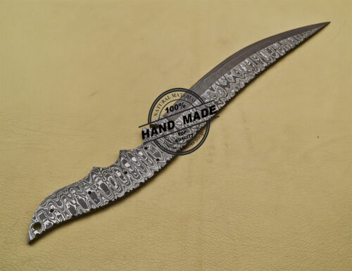 Damascus Bowie Blank Blade Knife Custom Handmade Damascus Steel Knife 1688 - Image 6