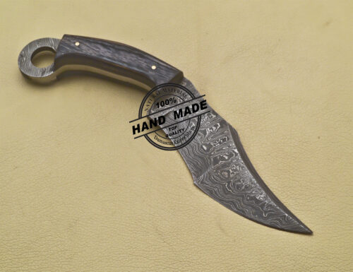 Finger Damascus Skinner Knife Custom Handmade Damascus Steel Knife 1689 - Image 4