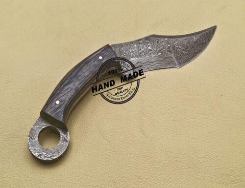 Finger Damascus Skinner Knife Custom Handmade Damascus Steel Knife 1689 - Image 5