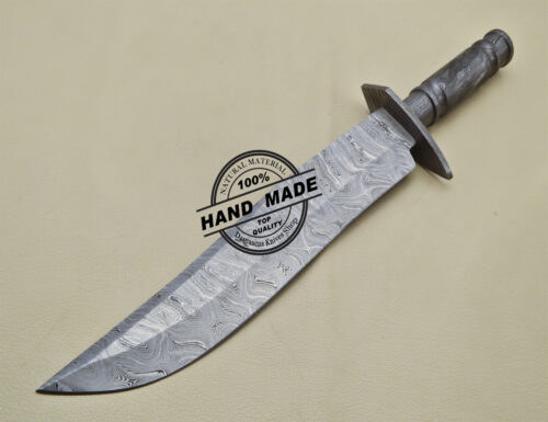 Full Damascus Bowie Knife Custom Handmade Damascus Steel Hunting Outdoor Knife 1904 - Image 2