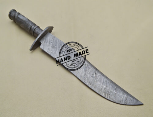 Full Damascus Bowie Knife Custom Handmade Damascus Steel Hunting Outdoor Knife 1904 - Image 4
