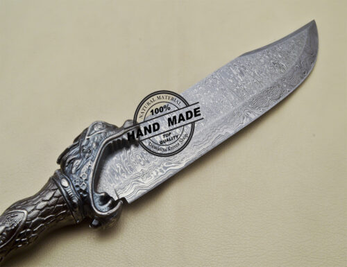 Damascus Bowie Knife Custom Handmade Damascus Knife 1905 - Image 6