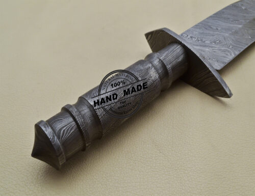 Full Damascus Bowie Knife Custom Handmade Damascus Steel Hunting Outdoor Knife 1904 - Image 7