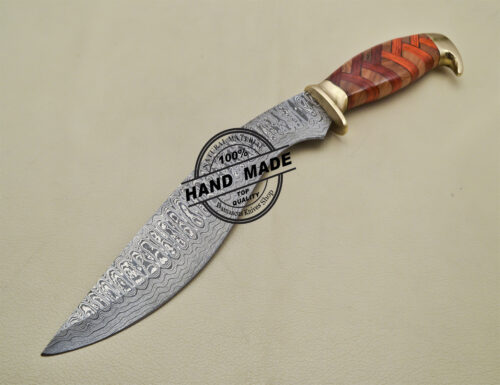 Damascus Kukri Knife Fixed Blade Handmade Damascus Steel Knife Beautiful Wood Handle 1699 - Image 3