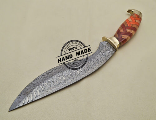 Damascus Kukri Knife Fixed Blade Handmade Damascus Steel Knife Beautiful Wood Handle 1699 - Image 4