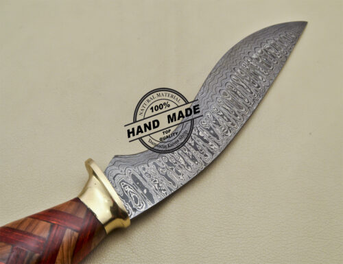 Damascus Kukri Knife Fixed Blade Handmade Damascus Steel Knife Beautiful Wood Handle 1699 - Image 6