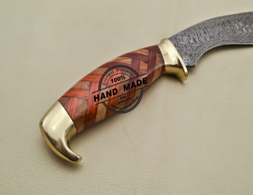 Damascus Kukri Knife Fixed Blade Handmade Damascus Steel Knife Beautiful Wood Handle 1699 - Image 7
