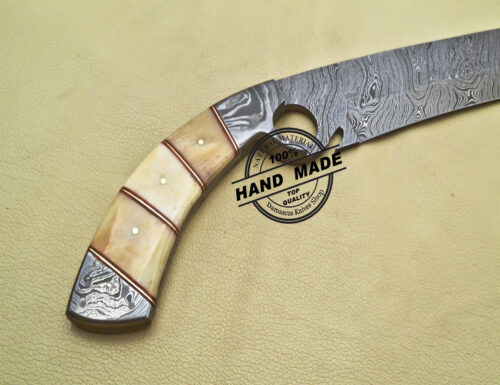 Damascus Bowie Finger Knife Custom Handmade Damascus Steel Finger Knife With Bone Handle 1913 - Image 6