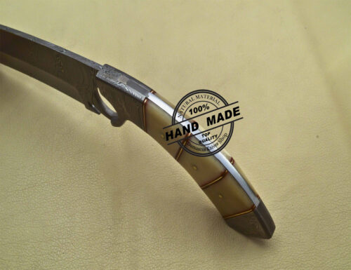 Damascus Bowie Finger Knife Custom Handmade Damascus Steel Finger Knife With Bone Handle 1913 - Image 7