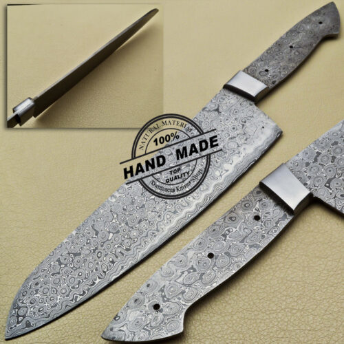 Lot of 4 PCs Damascus Kitchen Blank Blades Knives Custom Handmade Damascus Steel 1908 - Image 3