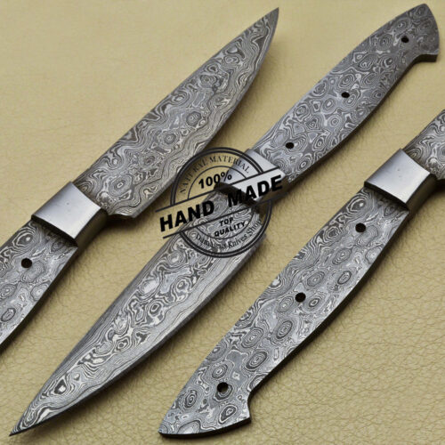 Lot of 4 PCs Damascus Kitchen Blank Blades Knives Custom Handmade Damascus Steel 1908 - Image 4
