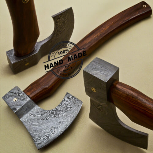 TOMAHAWK VIKING AXE CUSTOM HAND MADE DAMASCUS STEEL CAMPING TOOl AXE 1917