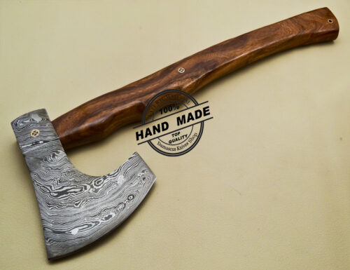 Damascus Steel Axe Hatchet Tomahawk With Rose Wood Handle Outdoor Camping Axe 1920 - Image 3
