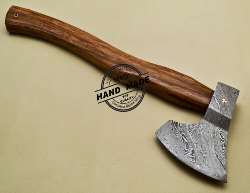Custom Handmade Damascus Steel Solid Tomahawk Axe With Rose Wood Handle 1918 - Image 4