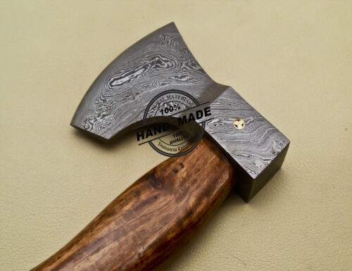 Custom Handmade Damascus Steel Solid Tomahawk Axe With Rose Wood Handle 1918 - Image 5