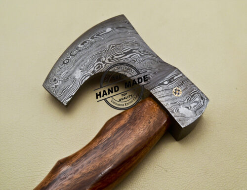 Damascus Steel Axe Hatchet Tomahawk With Rose Wood Handle Outdoor Camping Axe 1920 - Image 6