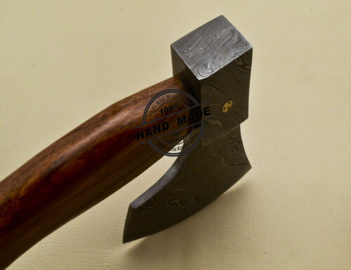 Custom Handmade Damascus Steel Solid Tomahawk Axe With Rose Wood Handle 1918 - Image 7