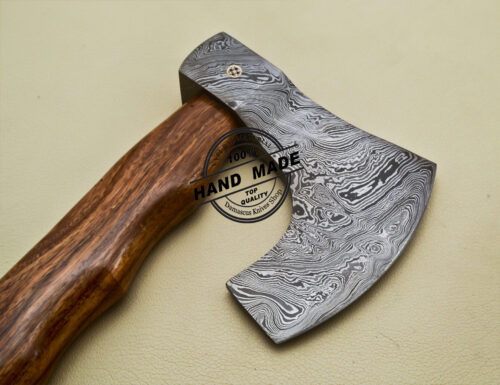 Damascus Steel Axe Hatchet Tomahawk With Rose Wood Handle Outdoor Camping Axe 1920 - Image 7