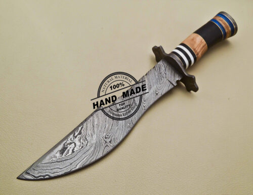 Damascus Bowie Knife Fixed Blade Custom Handmade Damascus Steel Knife 2024 - Image 3