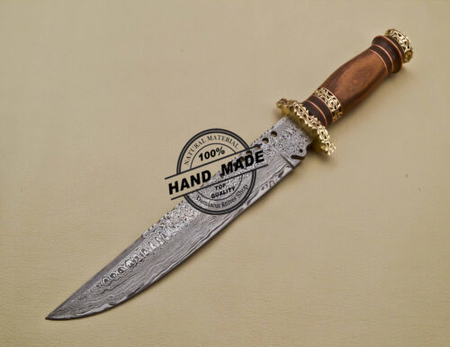 Fancy Damascus Bowie Knife Custom Handmade Damascus Steel Knife 2038 - Image 3