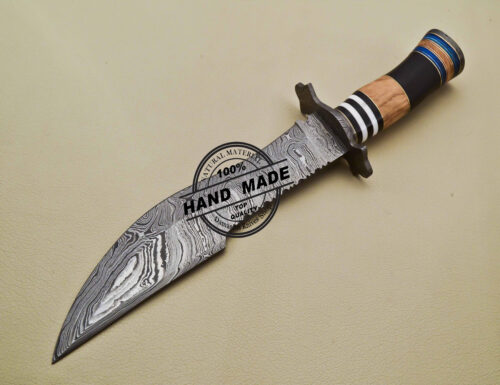 Damascus Bowie Knife Fixed Blade Custom Handmade Damascus Steel Knife 2024 - Image 4