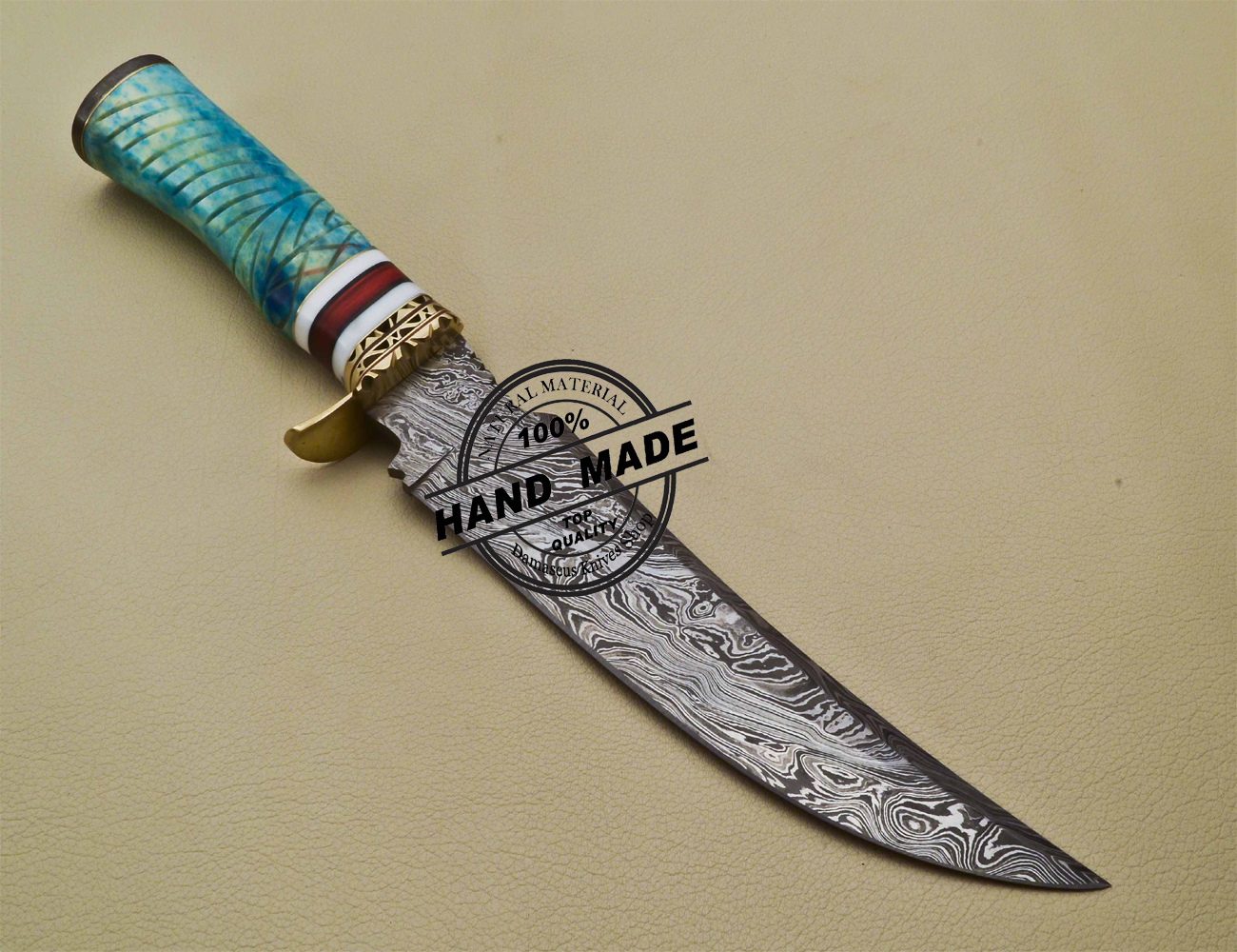 BEAUTIFUL FANCY CUSTOM HANDMADE SKINNER SURVIVEL KNIFE WITH BEAUTIFUL  HANDLE MATERIAL DAMASCUS GAUIRD WOOD AND STAGE – Knife Master Industry
