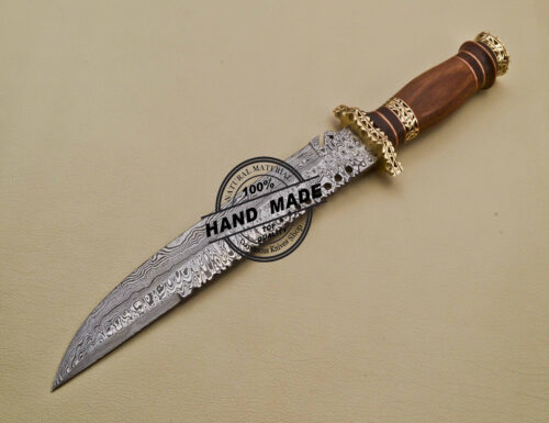 Fancy Damascus Bowie Knife Custom Handmade Damascus Steel Knife 2038 - Image 4