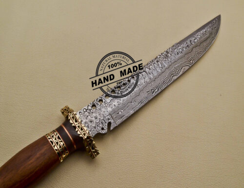 Fancy Damascus Bowie Knife Custom Handmade Damascus Steel Knife 2038 - Image 5