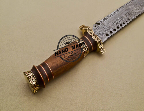 Fancy Damascus Bowie Knife Custom Handmade Damascus Steel Knife 2038 - Image 7