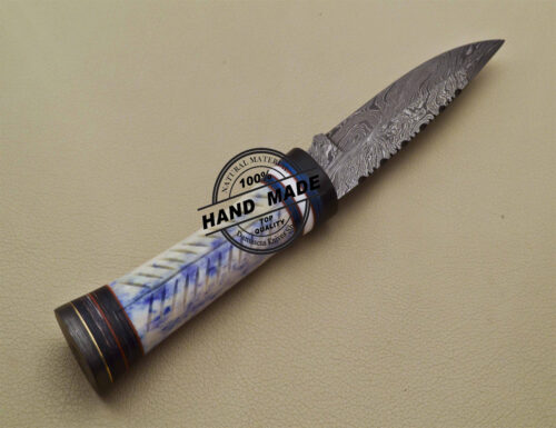 Damascus Skinning Knife Custom Handmade Damascus Steel Knife 2035 - Image 5