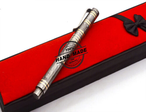 Damascus Ballpoint Custom Handmade Damascus Steel 08 - Image 3