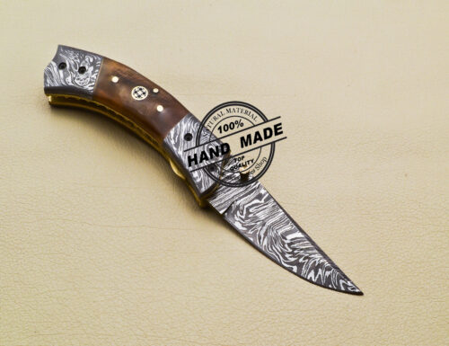 New Damascus Folding Knife Custom Handmade Damascus Steel Pocket Knife 2062 - Image 3