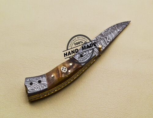 New Damascus Folding Knife Custom Handmade Damascus Steel Pocket Knife 2062 - Image 4