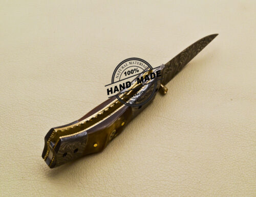 New Damascus Folding Knife Custom Handmade Damascus Steel Pocket Knife 2062 - Image 5