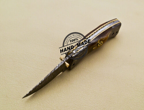 New Damascus Folding Knife Custom Handmade Damascus Steel Pocket Knife 2062 - Image 6