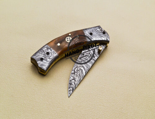 New Damascus Folding Knife Custom Handmade Damascus Steel Pocket Knife 2062 - Image 7