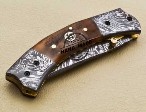 New Damascus Folding Knife Custom Handmade Damascus Steel Pocket Knife 2062 - Image 8