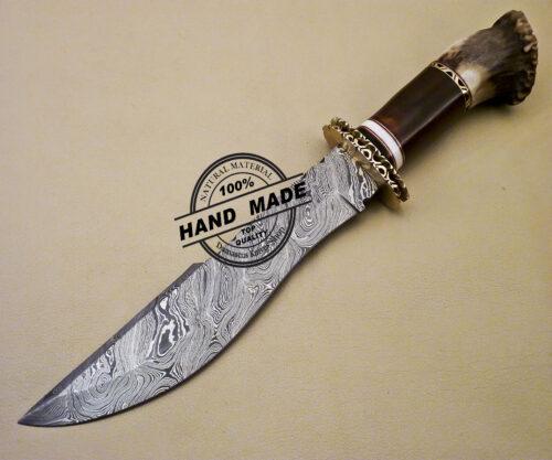 Fixed Blade Damascus Bowie Knife Custom Handmade Damascus Steel knife 2068 - Image 3