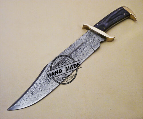 Damascus Rambo Bowie Knife Custom Handmade Damascus Steel Hunting Knife 2073 - Image 3