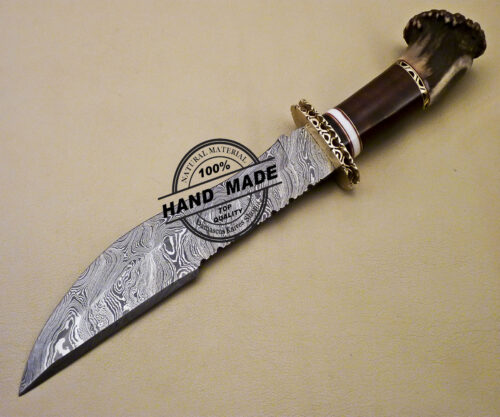Fixed Blade Damascus Bowie Knife Custom Handmade Damascus Steel knife 2068 - Image 4