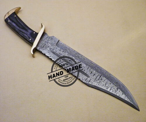 Damascus Rambo Bowie Knife Custom Handmade Damascus Steel Hunting Knife 2073 - Image 4