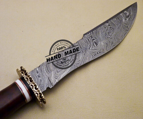 Fixed Blade Damascus Bowie Knife Custom Handmade Damascus Steel knife 2068 - Image 5