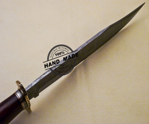 Fixed Blade Damascus Bowie Knife Custom Handmade Damascus Steel Hunting Knife 2069 - Image 5