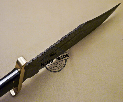 Damascus Rambo Bowie Knife Custom Handmade Damascus Steel Hunting Knife 2073 - Image 5