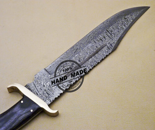 Damascus Rambo Bowie Knife Custom Handmade Damascus Steel Hunting Knife 2073 - Image 6