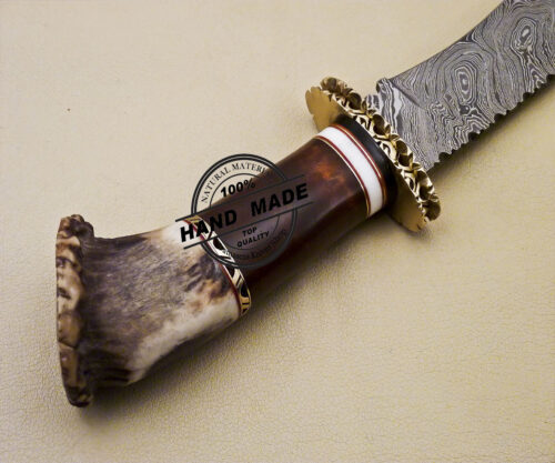 Fixed Blade Damascus Bowie Knife Custom Handmade Damascus Steel knife 2068 - Image 7