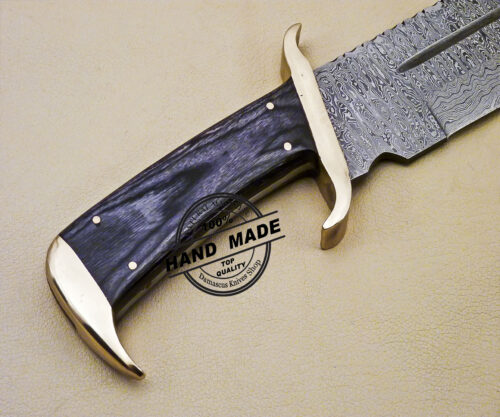 Damascus Rambo Bowie Knife Custom Handmade Damascus Steel Hunting Knife 2073 - Image 7