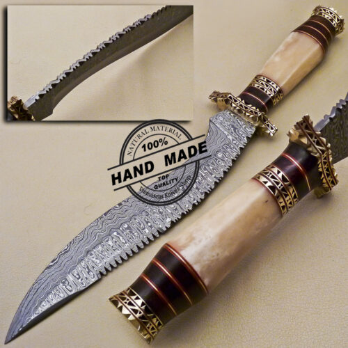 Damascus Kukri Knife Custom Made Hand Forged Damascus Steel Knife 2066