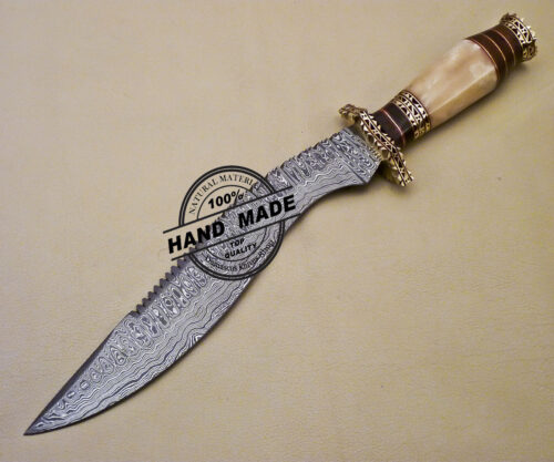 Damascus Kukri Knife Custom Made Hand Forged Damascus Steel Knife 2066 - Image 3