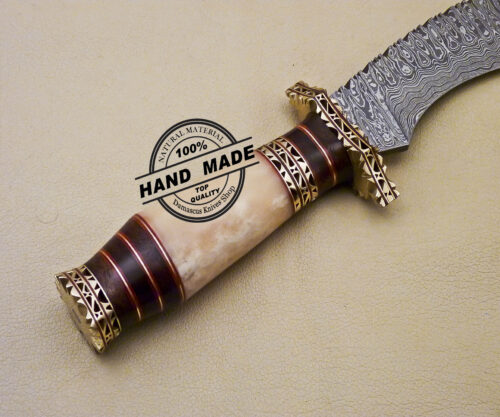 Damascus Kukri Knife Custom Made Hand Forged Damascus Steel Knife 2066 - Image 7